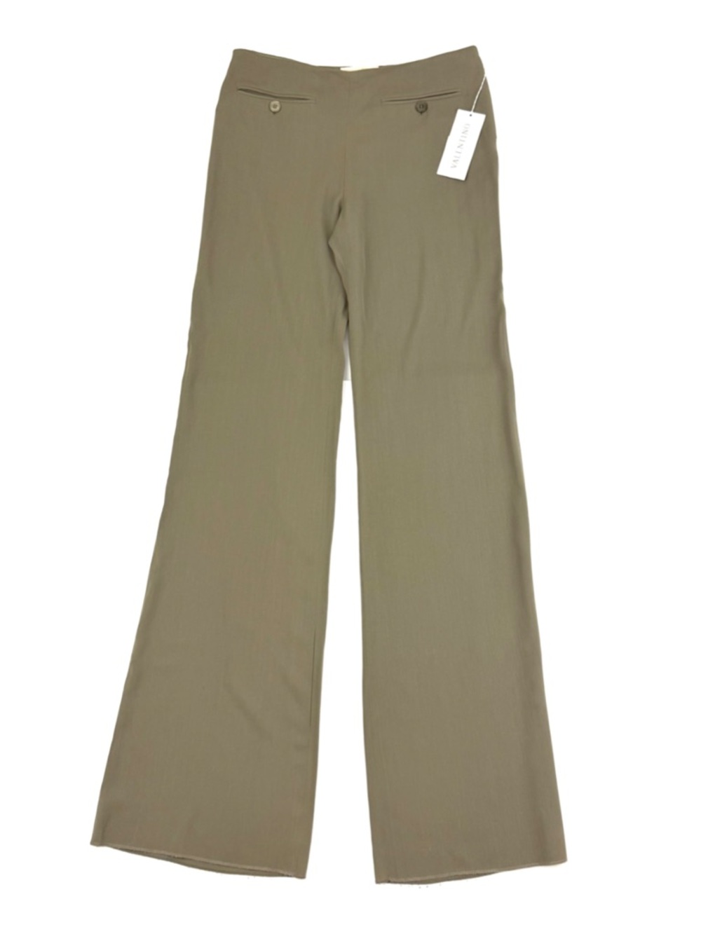 Valentino Wool Blend Slight Flare Women’s Pocket Trouser Pants Unfinished Hem